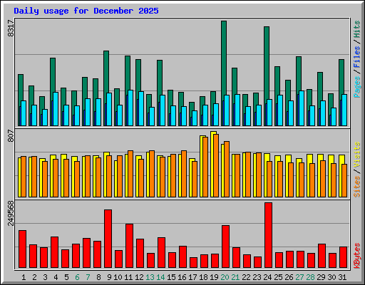 Daily usage for December 2025